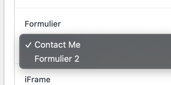 Dropdown om een formulier te selecteren