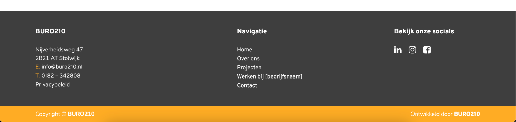 Footer instellingen in Sections