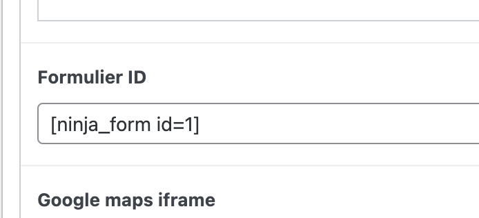 Shortcode van een Ninja Form in het tekstveld